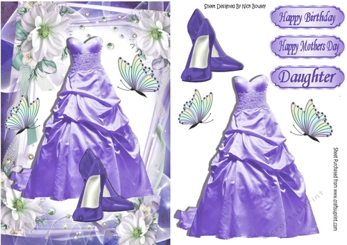 pretty lilac party dress & shoes in floral frame A5