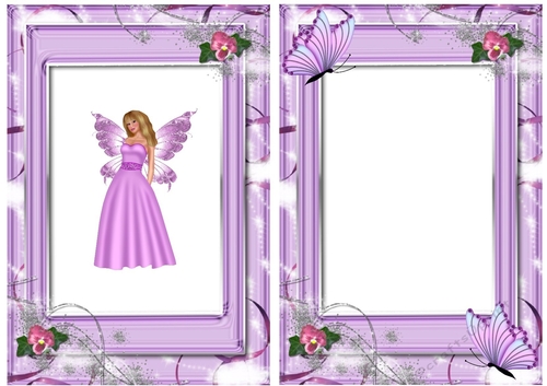 pretty faerie in lilac with butterflies in flower frame A5 Insert