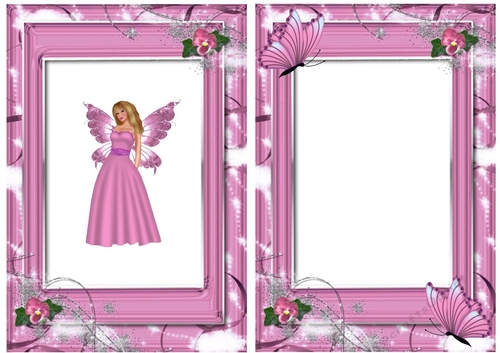 pretty faerie in pink with butterflies in flower frame A5 Insert