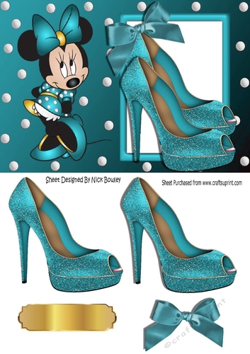 I Just love turq glitter shoes, with cute little minnie mouse