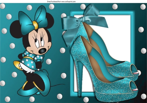 I Just love turq glitter shoes, with cute little minnie mouse A4