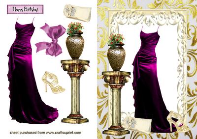 Elegant Ladies Satin Gown with Pillar & Vase of Flowers