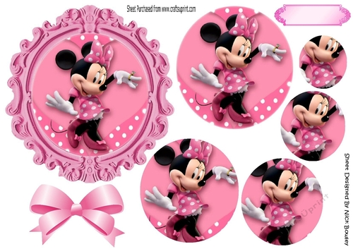 Cute little mini in pink polka dot in ornate frame pyramids & bow
