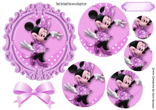 Cute little mini in lilac polka dot in ornate frame pyramids & bow