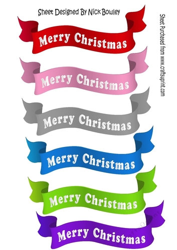 6 lovely scroll christmas banners red (set 1)