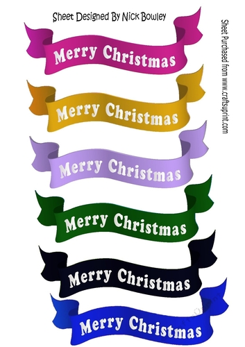 6 lovely scroll christmas banners cerise (set 2)