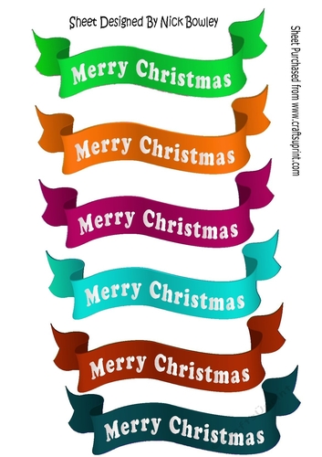6 lovely scroll christmas banners lime green (set 3)