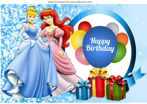 Happy Birthday princess! with balloons & presents A4