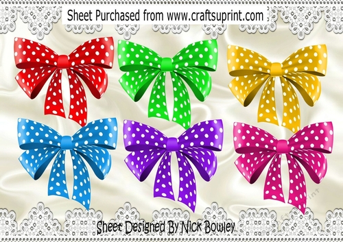 6 Lovely Coloured Polkadot Bows red (set 1)