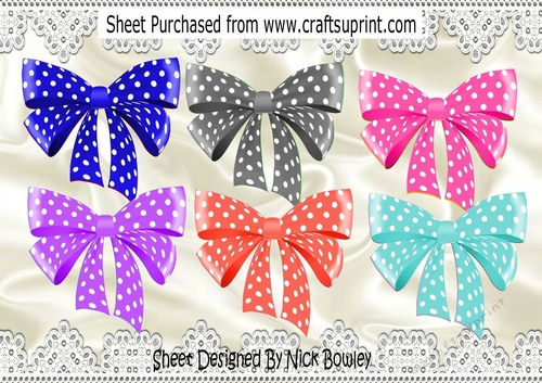 6 Lovely Coloured Polkadot Bows blue (set 2)