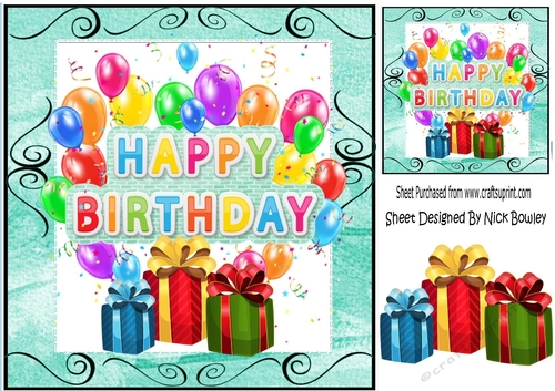 Birthday Surprise with pressies & balloons 8x8