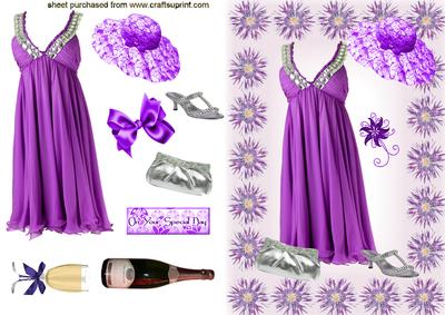Purple Diamonte Dress in Flower Frame