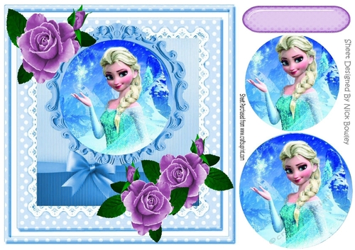 Pretty ice princess with lilac painted roses pyramids 8x8