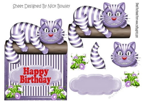 Cheeky cat in purple on a log over the edge 
