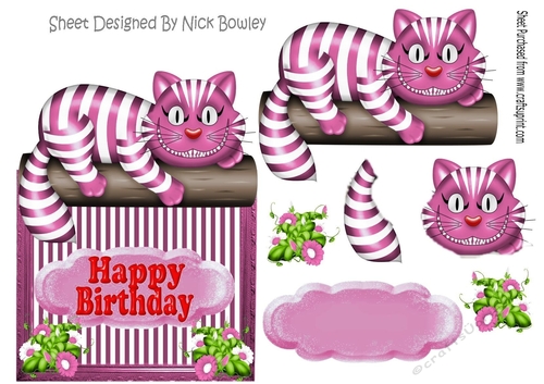 Cheeky cat in pink on a log over the edge