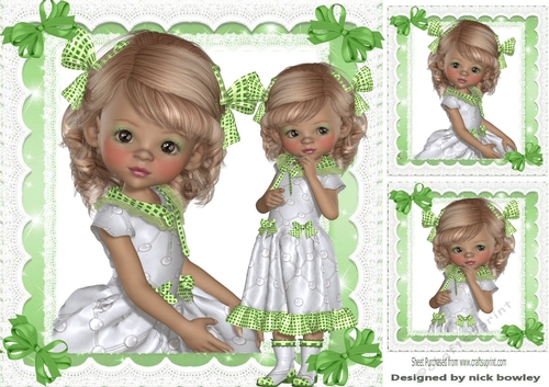 sweet little millie pretty with green bows 8x8