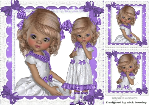 sweet little millie pretty with purple bows 8x8