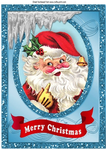lovely santa in glitter oval frame A4