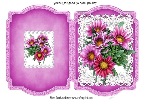 Bracket card with layered lace with  flowers A5