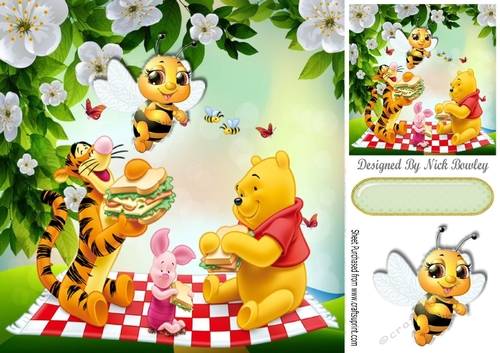 Buzz off Bumble Bee! bear and friends are having a picnic 8x8