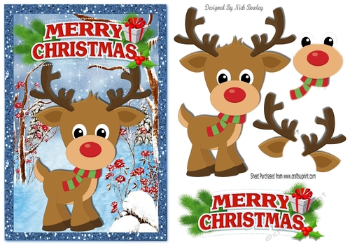 cute reindeer in a scarf in the snow A5