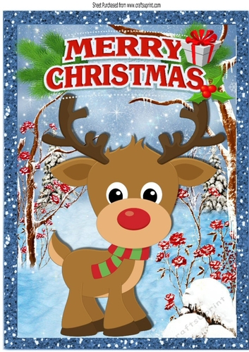 cute reindeer in a scarf in the snow A4