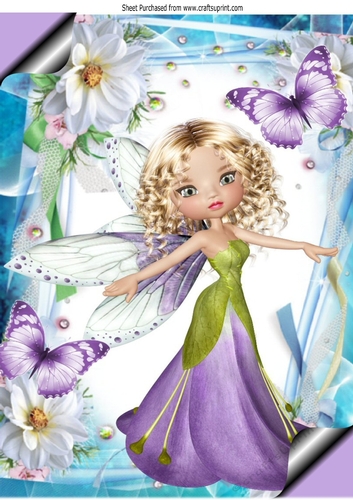 pretty faerie in lilac in flower frame with butterflies A4