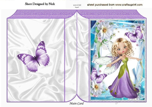 pretty faerie in lilac in flower frame with butterflies folded book