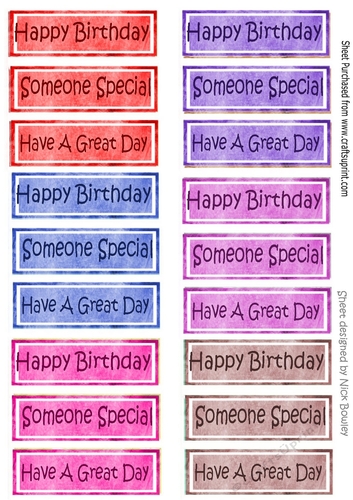 6 sets of birthday tags (set two)