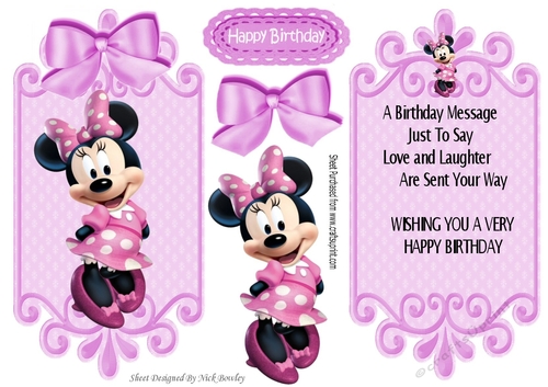 Cute mouse  with pink bow card front and insert