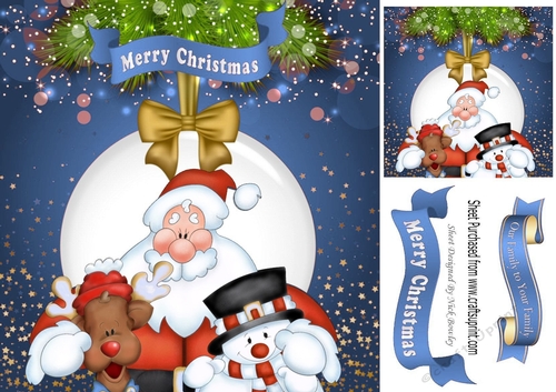 Our Family, to your family snow friends (blue) 8x8