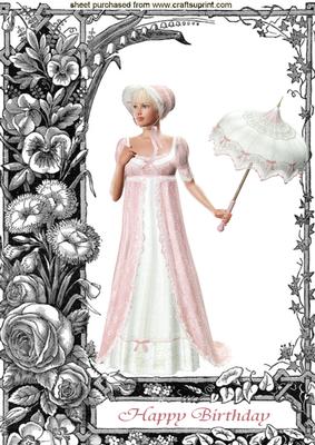 Beautiful Lady in Black/white Flower Frame A4 Topper