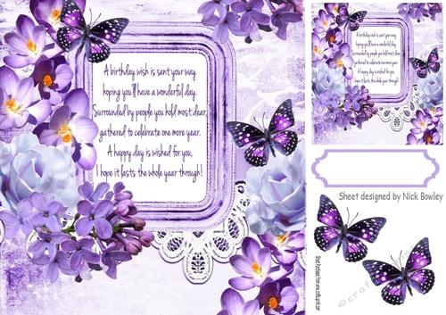 pretty shades of purple roses, flowers and butterflies with verse 8x8