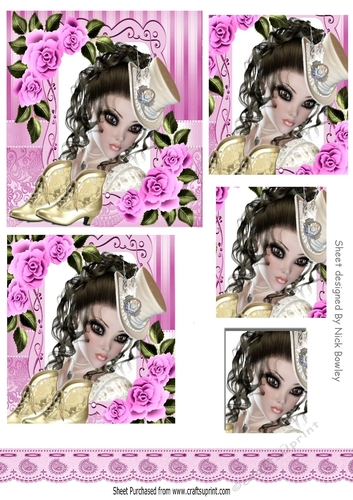 Classy Lady in Hat with pink roses pyramids