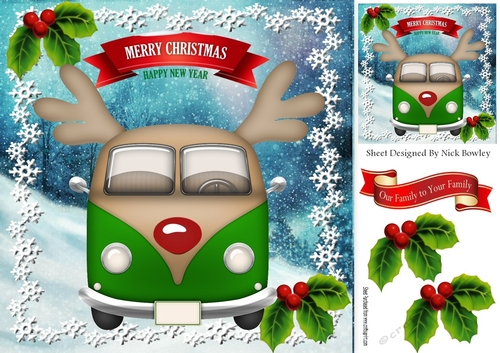 Green Toonie Christmas campervan in the snow 8x8