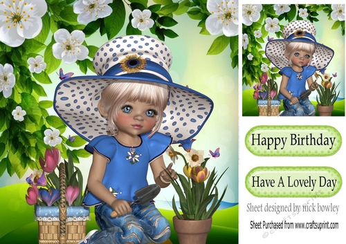 I love pretty flowers and gardening 8x8 (blue)
