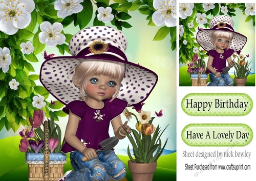 I love pretty flowers and gardening 8x8 (damson)