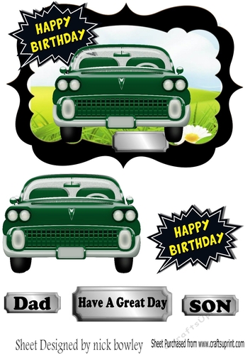 green vintage car in the meadows A5
