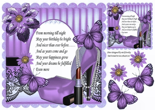 Pretty lilac shoe, lipstick and lilac accessories & lace with verse 8x8