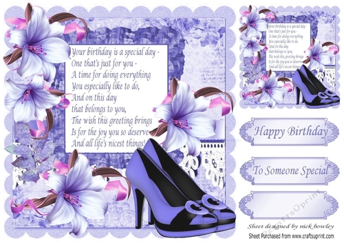pretty purple shoes with lillies and lace with verse 8x8