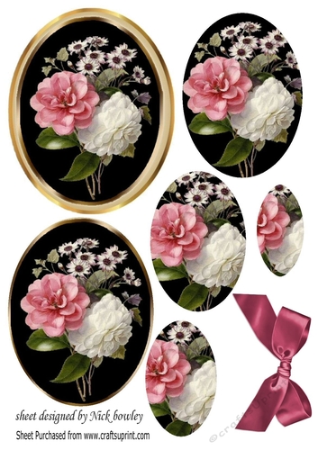 Pretty pink and white wild roses with bow oval pyramids