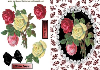 Vintage Roses in Diamond Frame