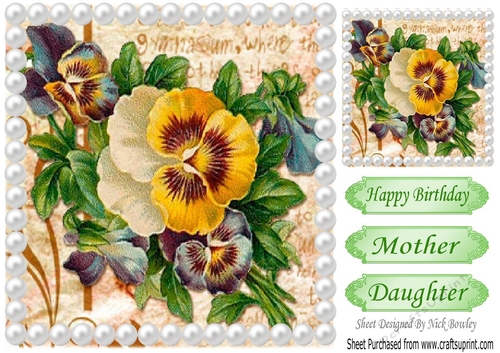 yellow pansies with pearls 8x8