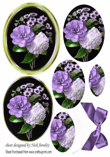 Pretty lilac and white wild roses with bow oval pyramids