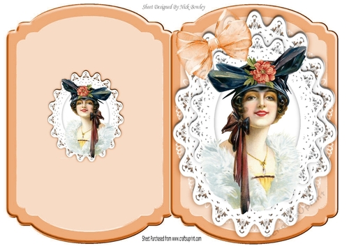 pretty in peach elegant lady with organza bow bracket cut & fold A5