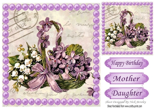 A gift for you! pretty basket of lilac/white flowers with pearls 8x8