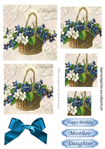 A gift for you! pretty basket of blue/white flowers with pearls pyramids