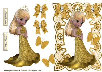 Cute Little Girl Off to a Party!in Gold Dress