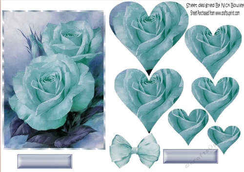 Pretty shades of blue roses heart pyramids and bow