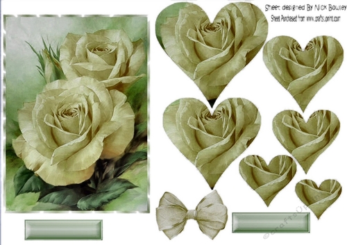 Pretty shades of vintage cream roses heart pyramids and bow
